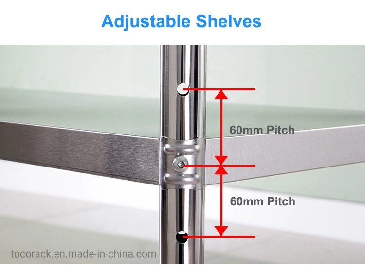 Adjustable 5 Tiers Rolling Stainless Steel Kitchen Rack Shelf